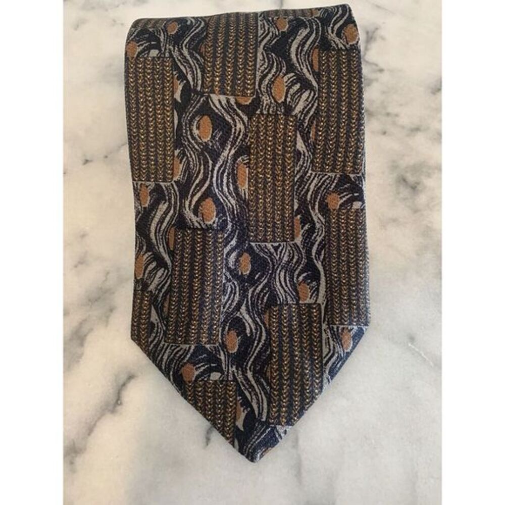 Robert Talbott 100% Silk Geometric Brocade Tie Handmade In USA 4" Width
